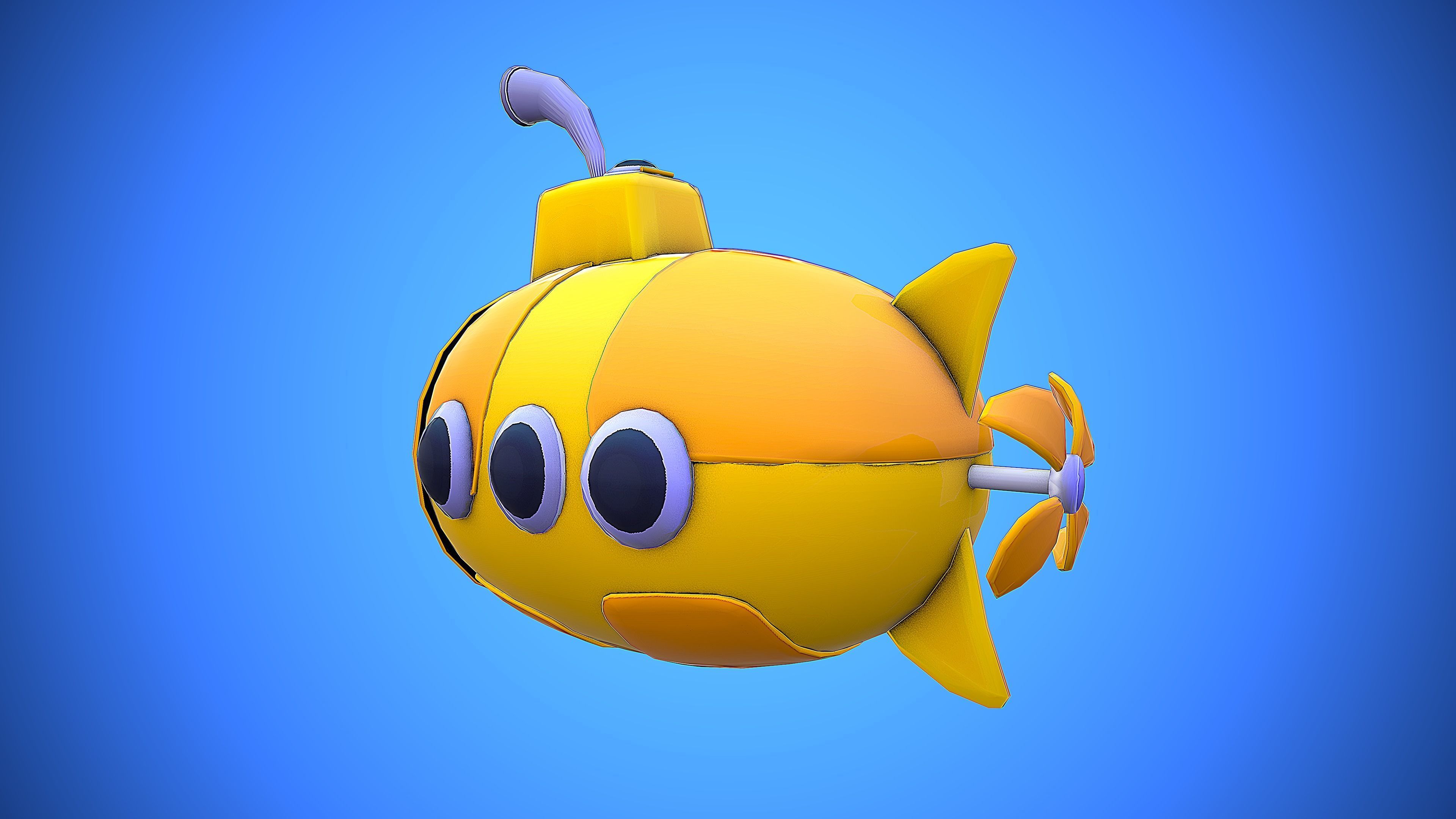 SUBMARINE CARTOON STYLIZED Low-poly 3D model_4