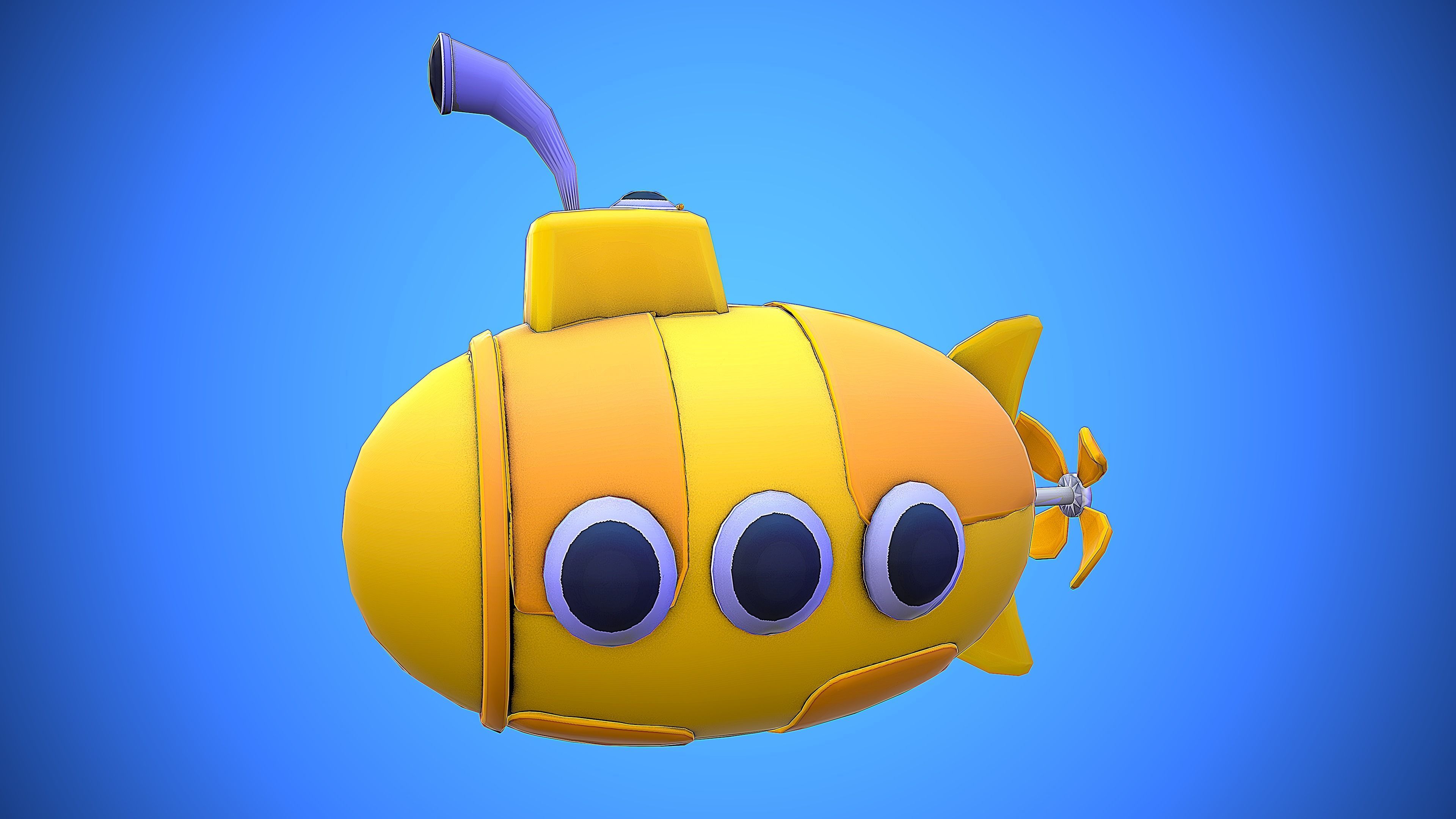 SUBMARINE CARTOON STYLIZED Low-poly 3D model_2