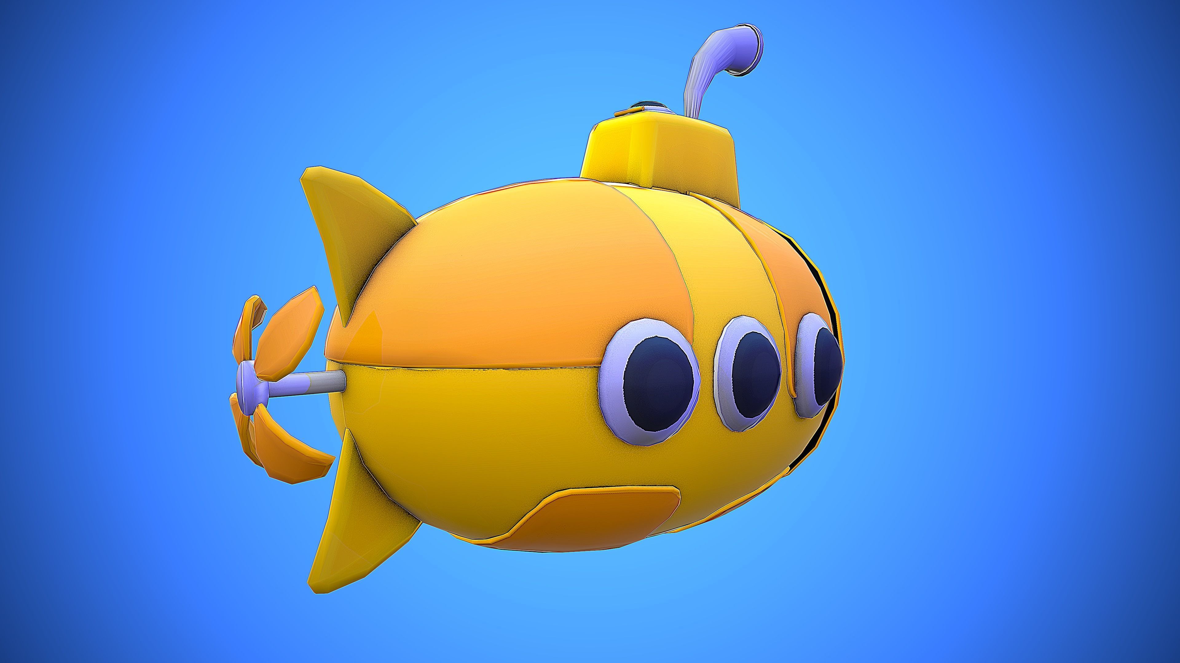 SUBMARINE CARTOON STYLIZED Low-poly 3D model_6