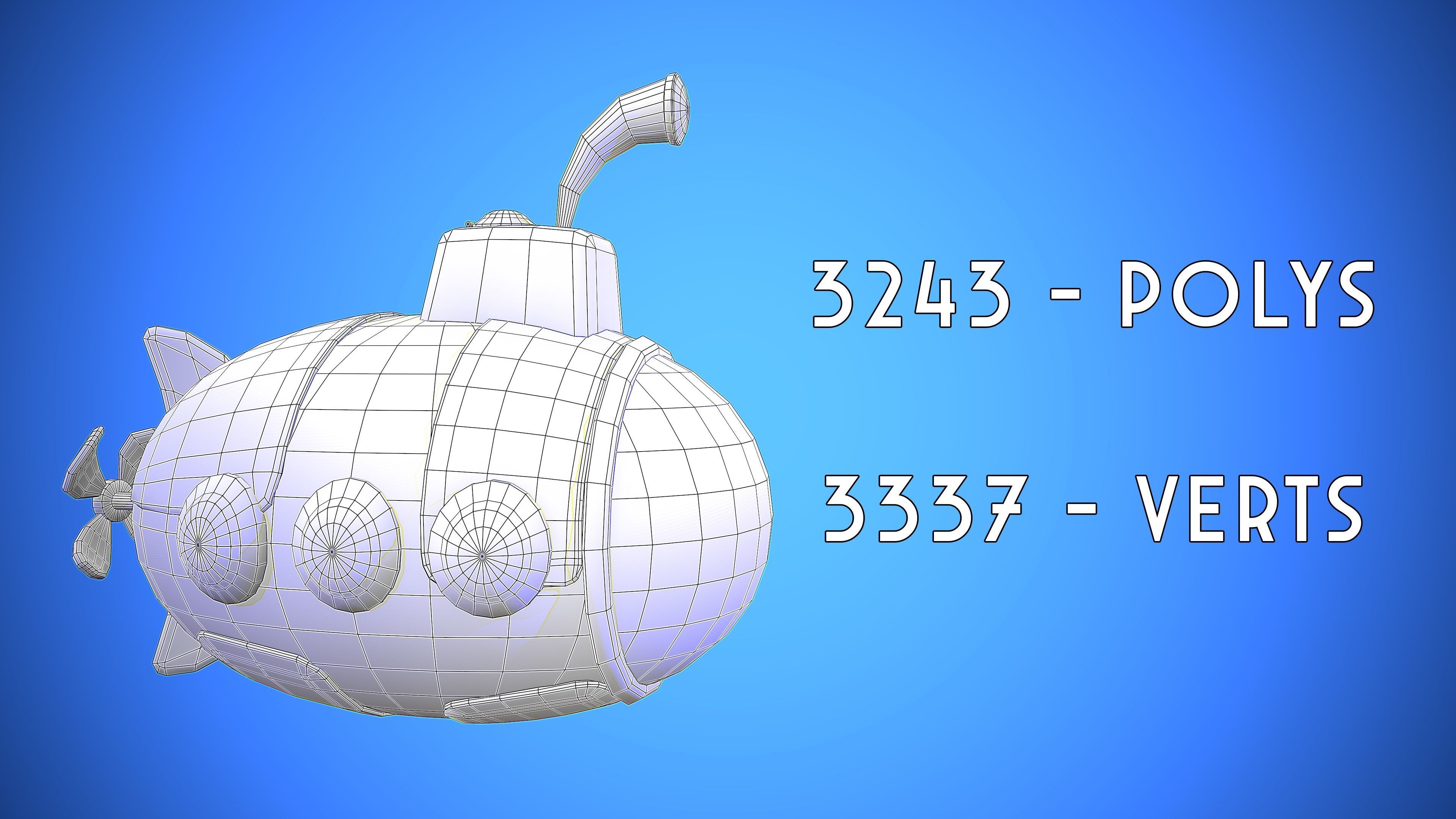 SUBMARINE CARTOON STYLIZED Low-poly 3D model_10