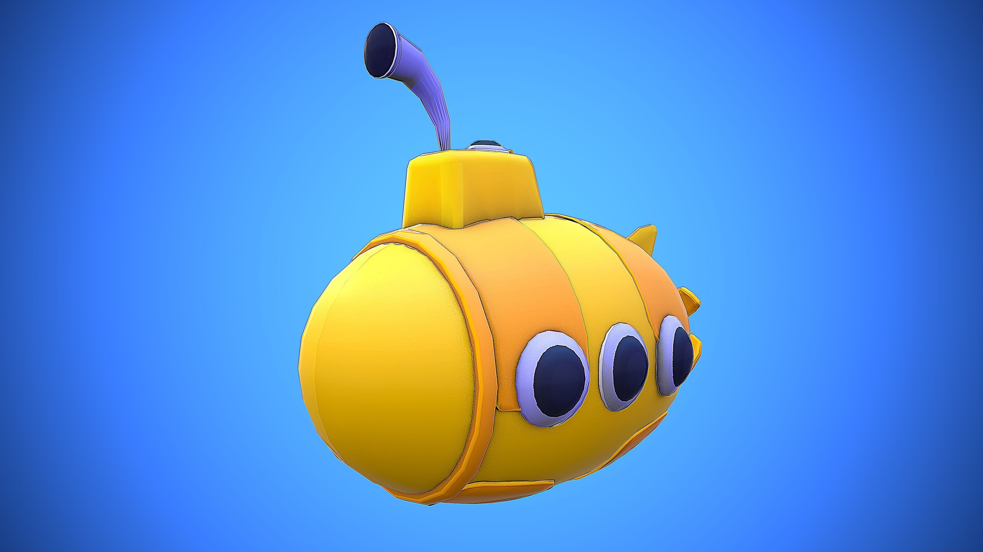 SUBMARINE CARTOON STYLIZED Low-poly 3D model_9
