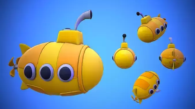SUBMARINE CARTOON STYLIZED Low-poly 3D model