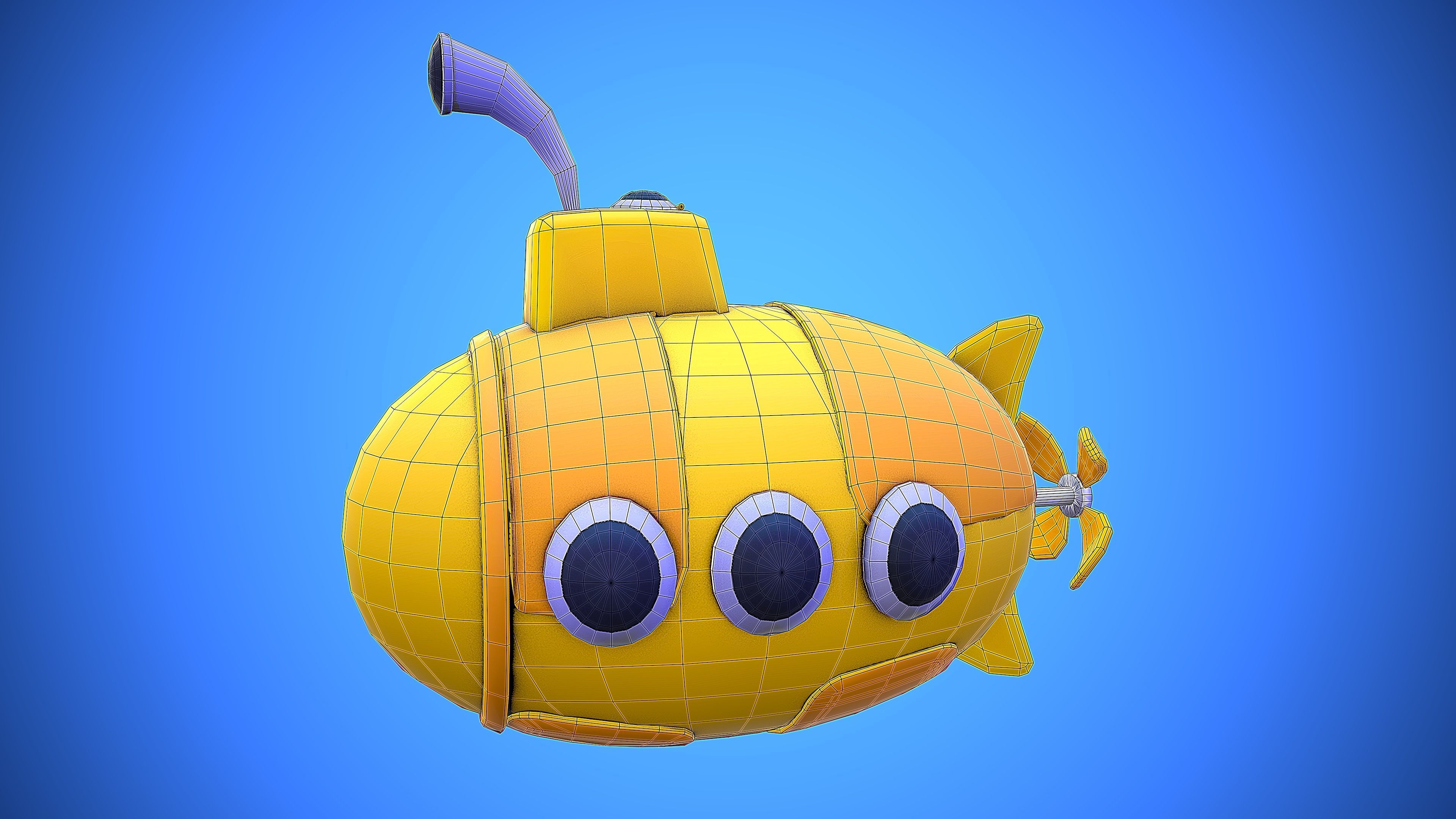 SUBMARINE CARTOON STYLIZED Low-poly 3D model_3