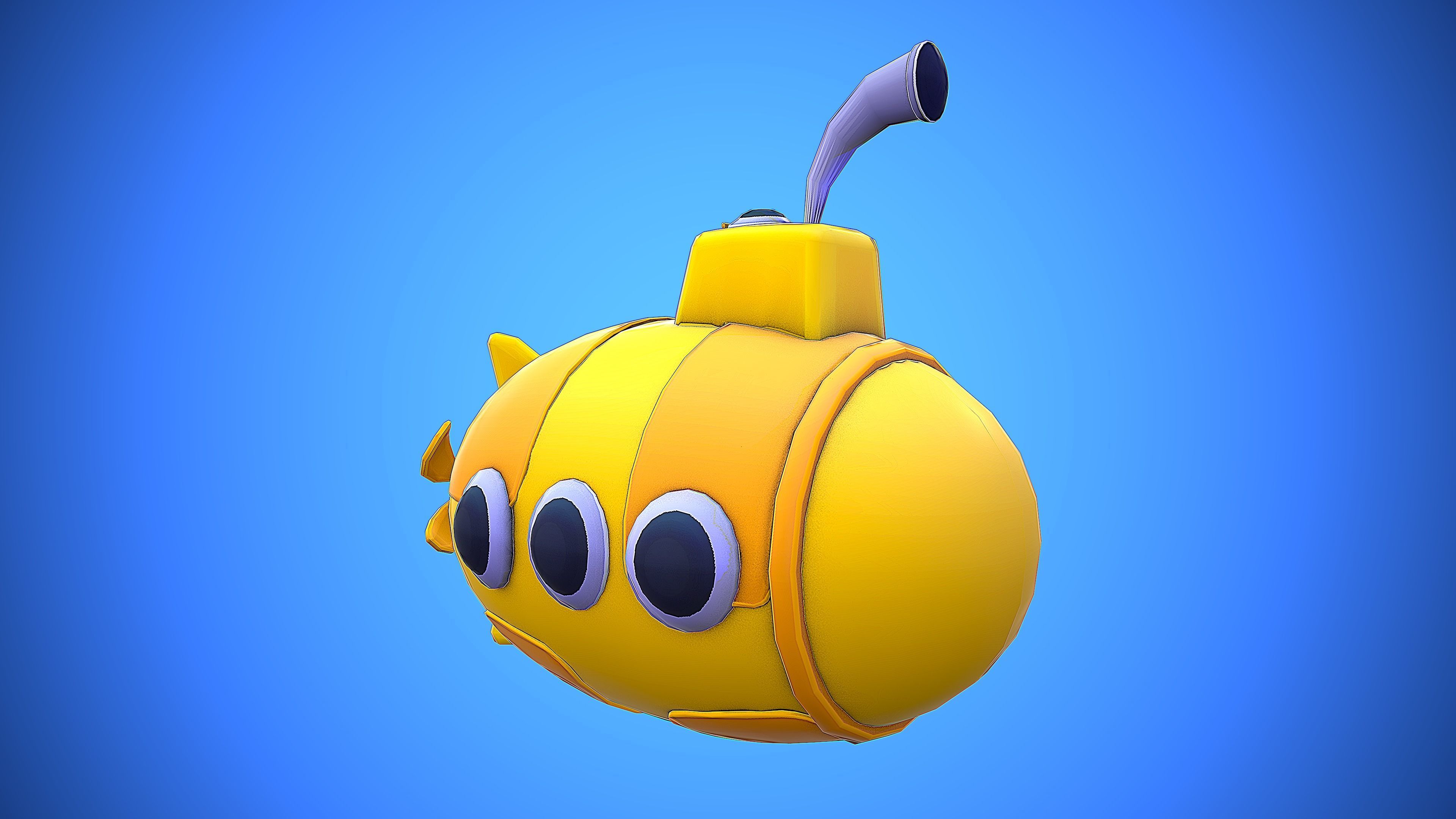 SUBMARINE CARTOON STYLIZED Low-poly 3D model_7