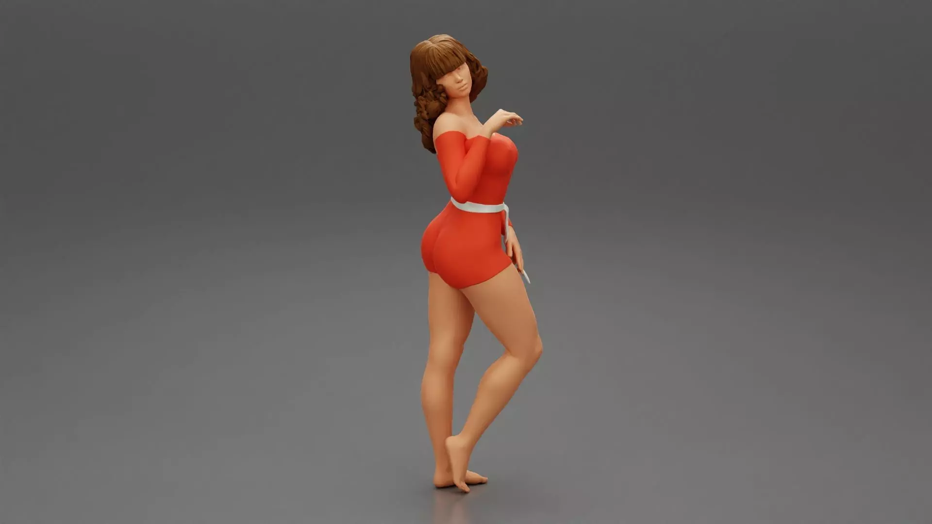Spring Beautiful Woman in Summer short Dress Posing 3D print model