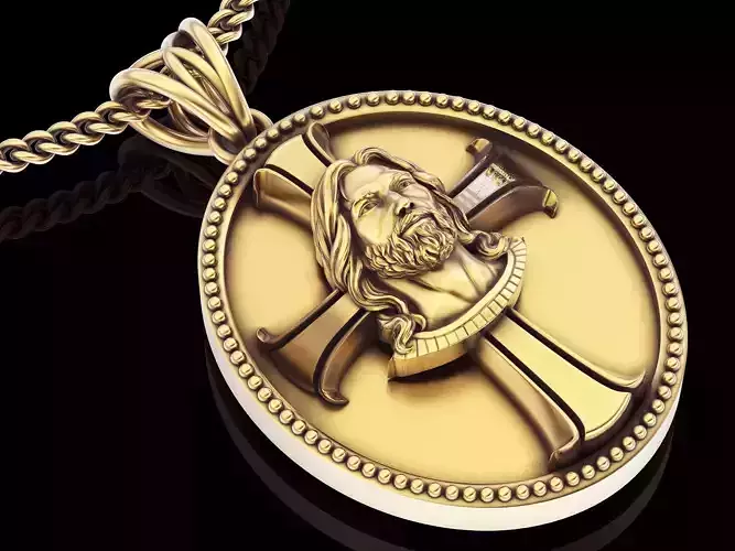 Jesus cross pendant  gold silver printable jewelry 3D model