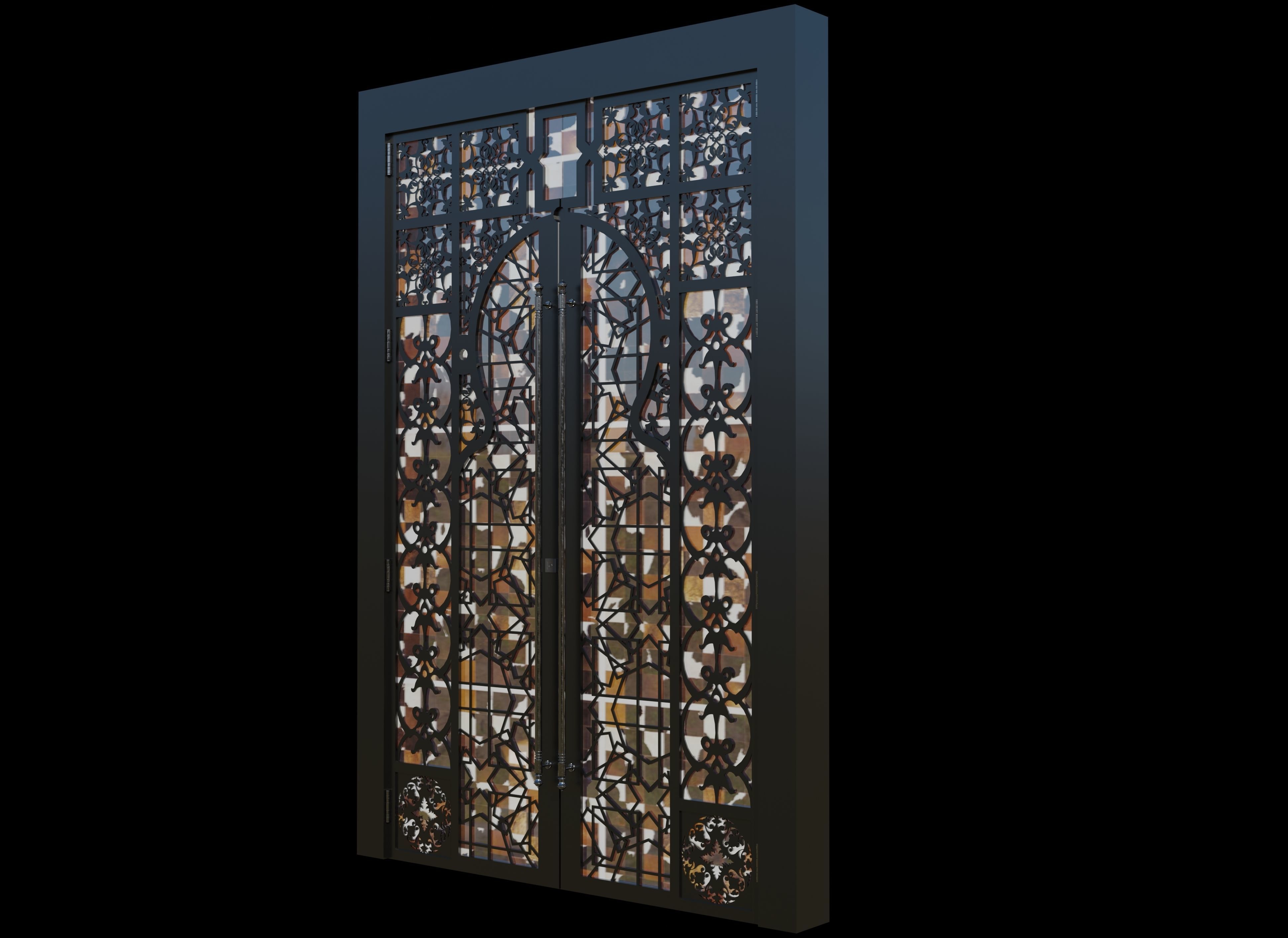 3D door stained glass window 3D model_2