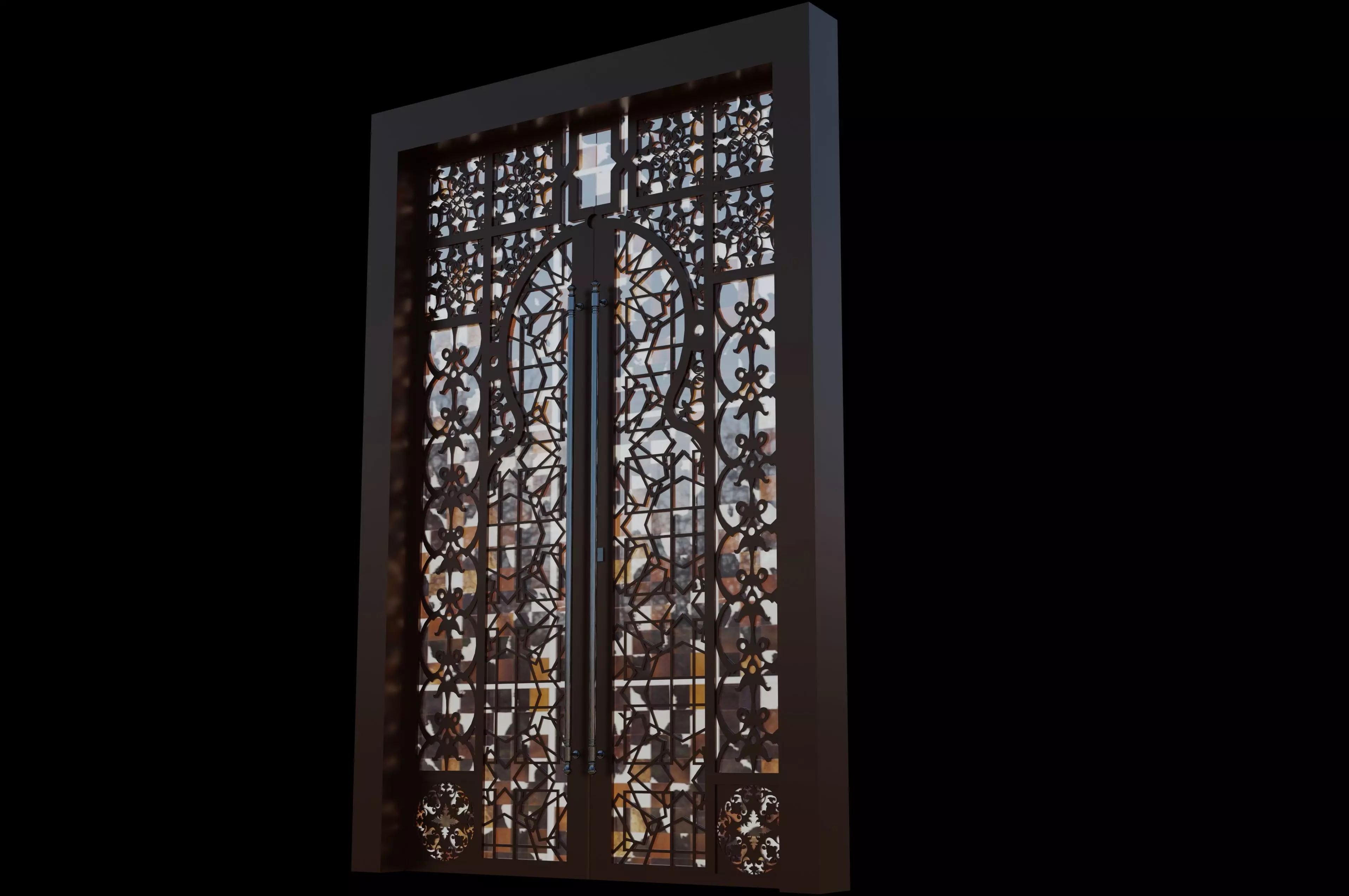 3D door stained glass window 3D model_0