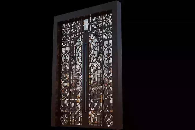 3D door stained glass window