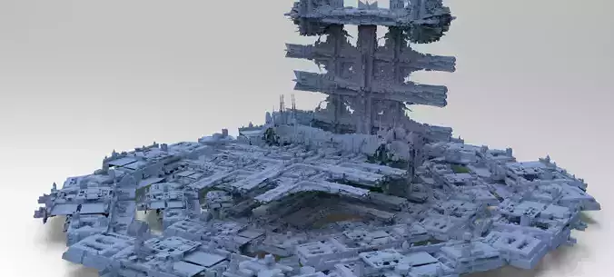 Sci-Fi City dystopia base Grid ground base 5  3D model