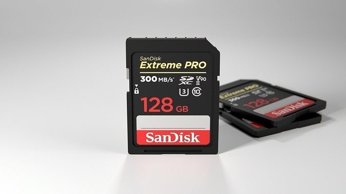 SD card sandisk sdxc extreme pro 128gb Low-poly 3D model