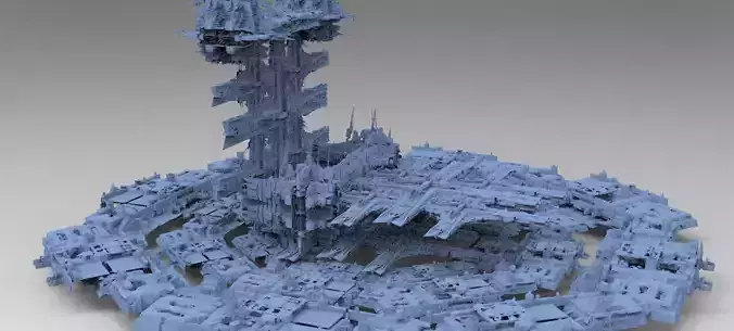 Sci-Fi City dystopia base Grid ground base 6
