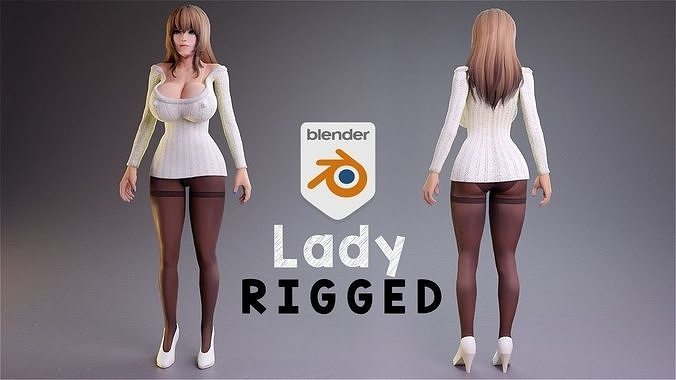 Stylized sexy women rigged 3D model