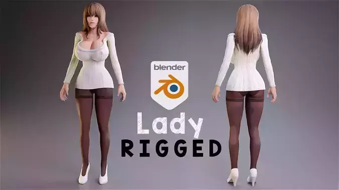 Stylized sexy women rigged 3D model