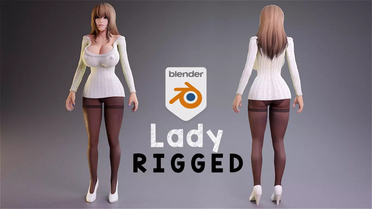 Stylized sexy women rigged 3D model_0