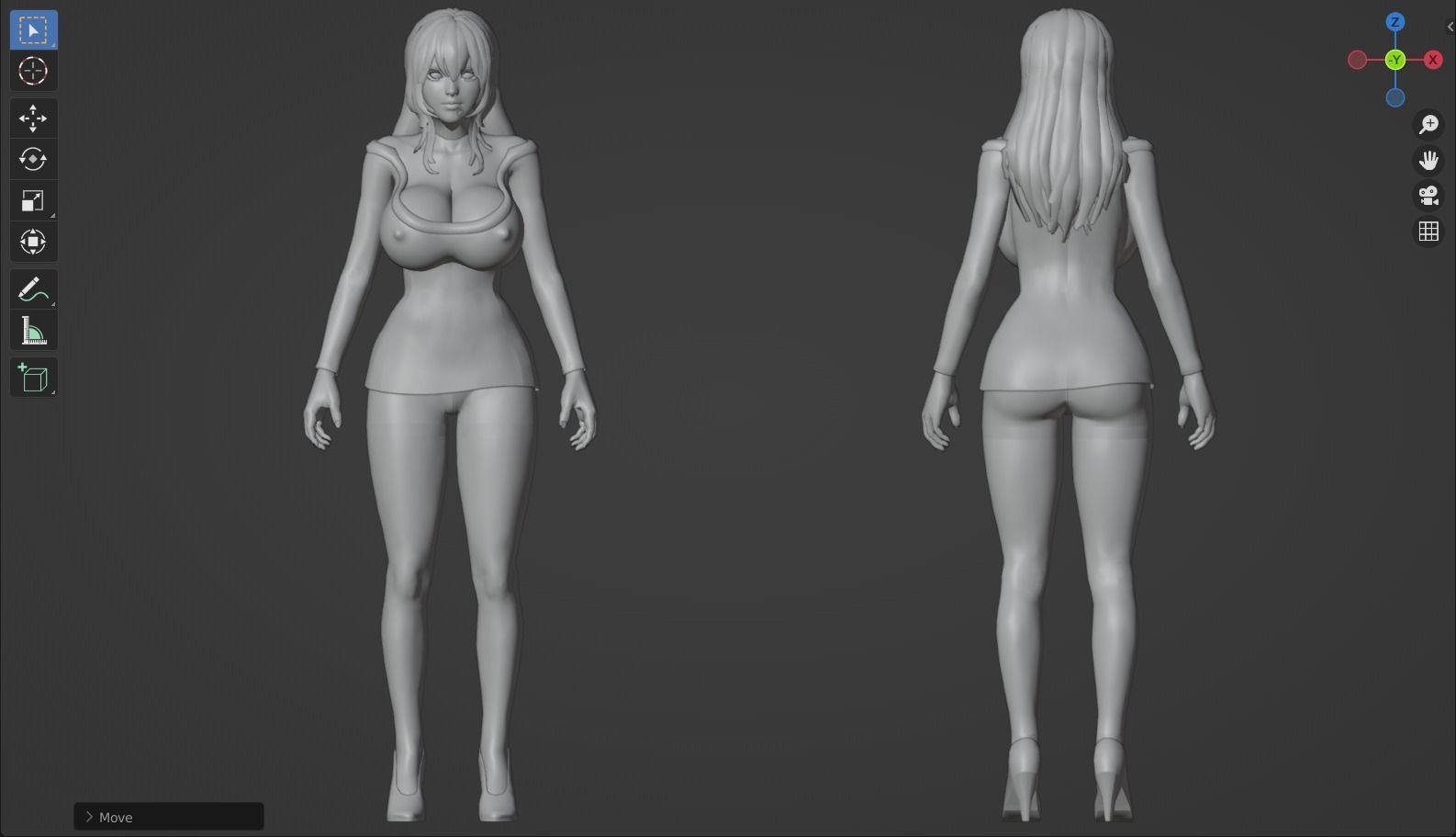 Stylized sexy women rigged 3D model_9