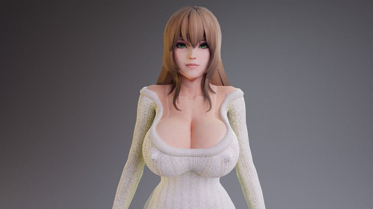 Stylized sexy women rigged 3D model_4