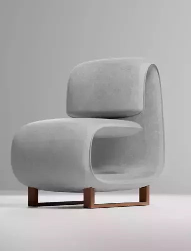 LoopForm Modern Lounge Chair Soft Gray with Wood Base