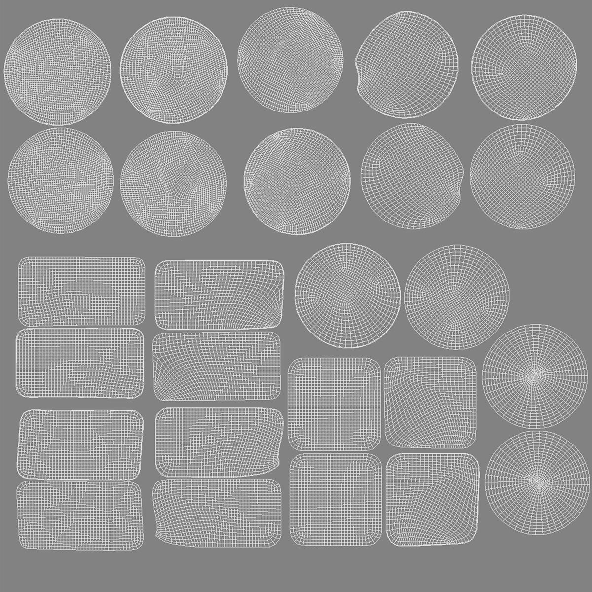 Black Stickers Set - 13 adhesive round and square sticky labels Low-poly 3D model_4