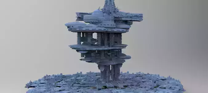 Sci-Fi City dystopia base Grid ground base 6