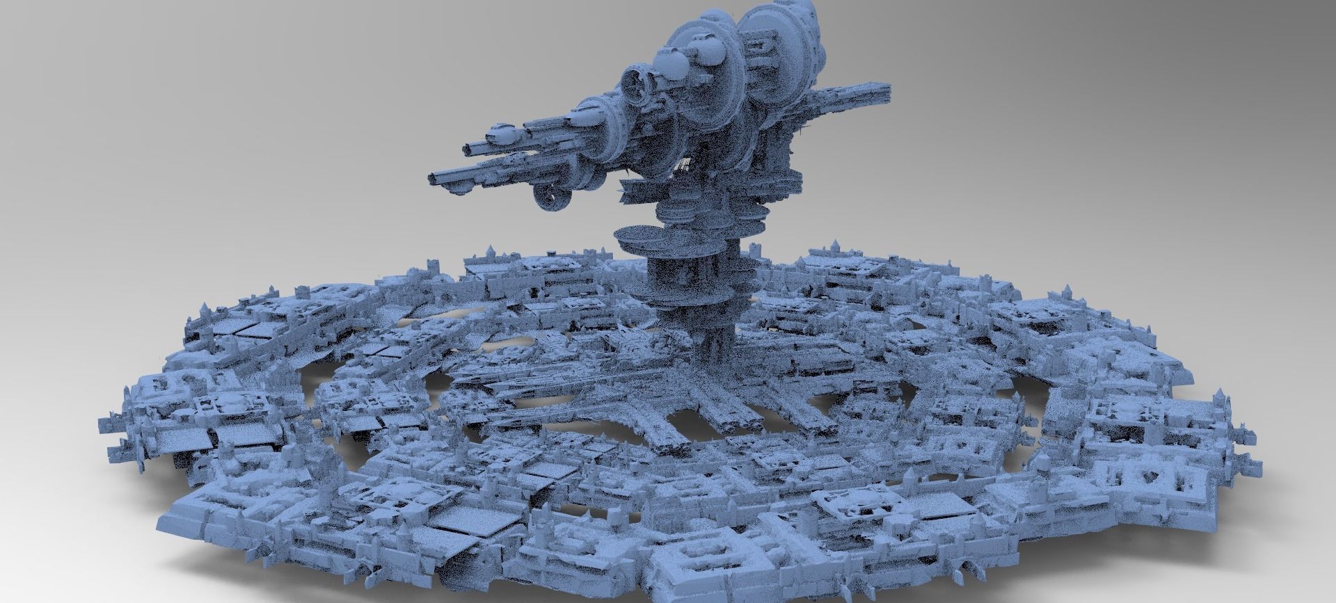 Sci-Fi City dystopia Grid ground base 7 3D model_1