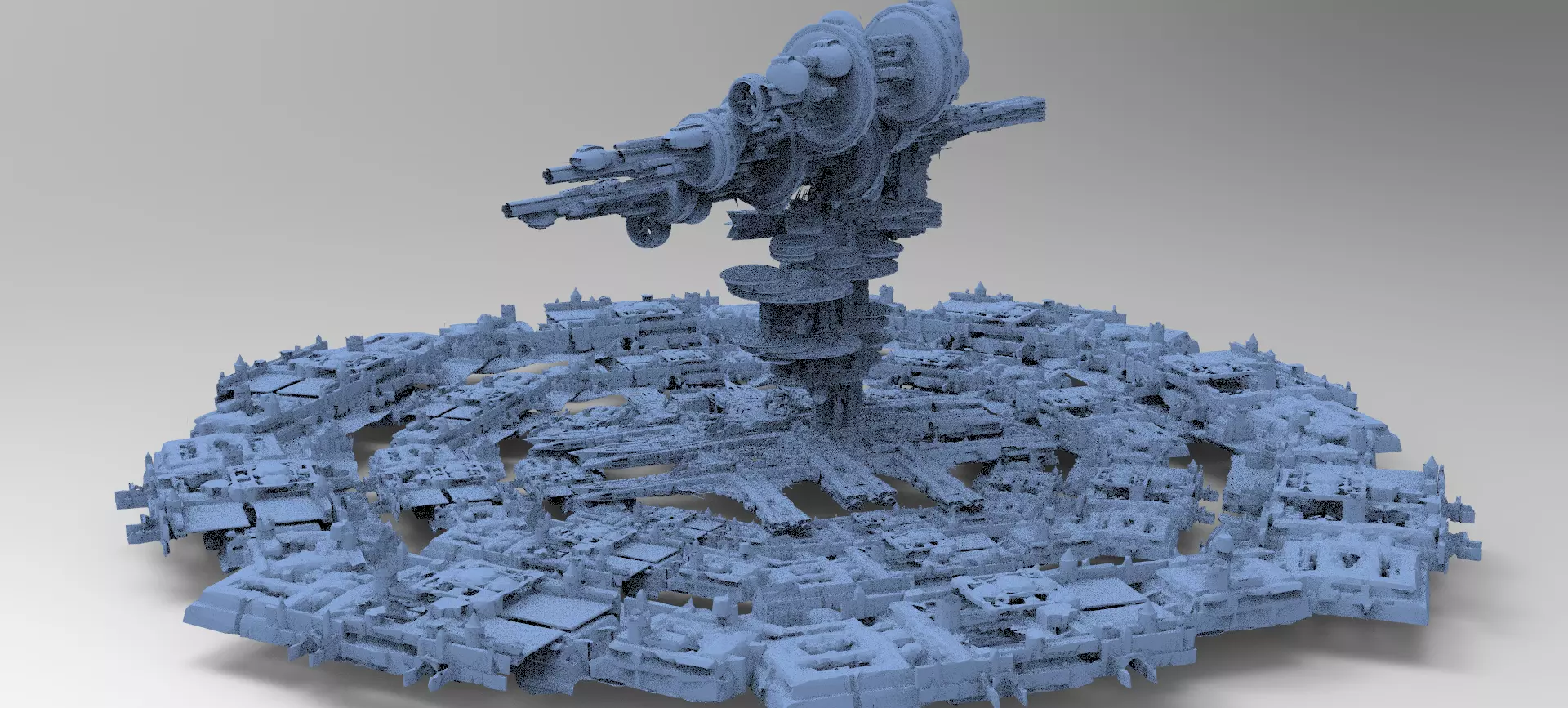 Sci-Fi City dystopia Grid ground base 7 3D model_0