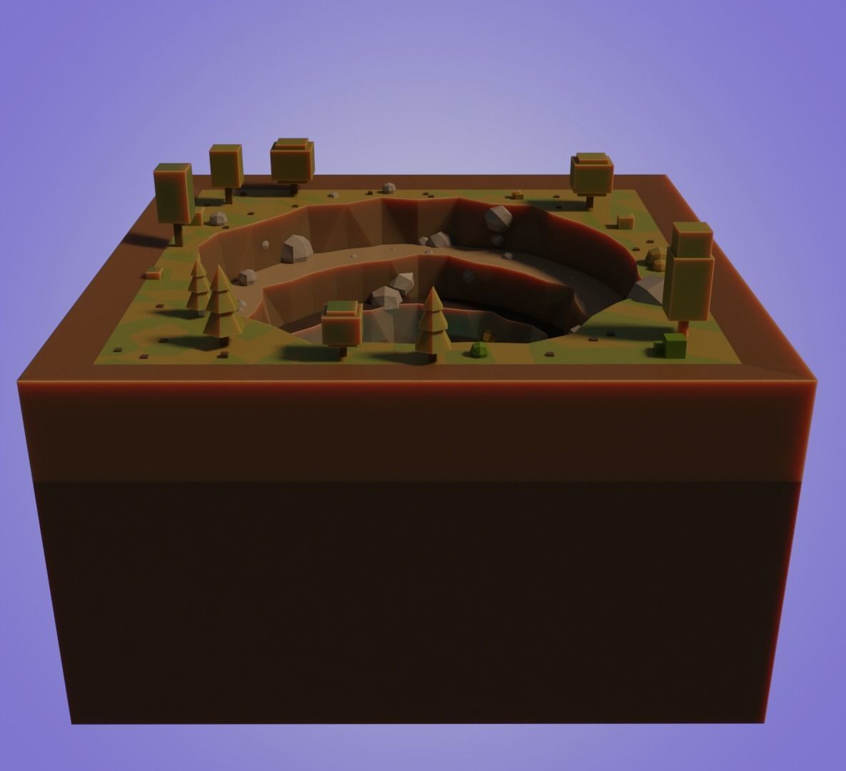 The mysterious deep cave ready to game low-poly Low-poly 3D model_6