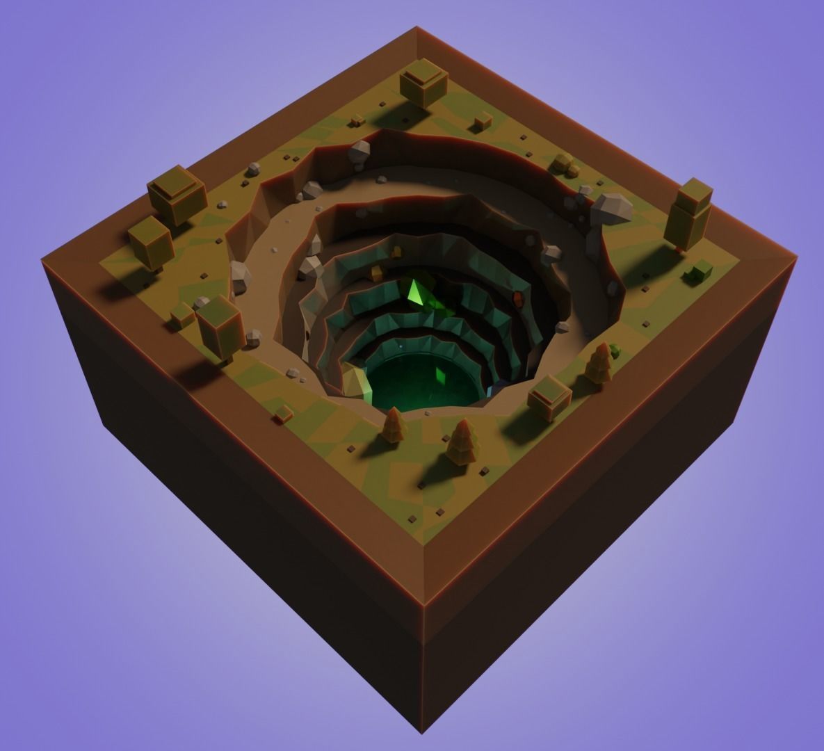 The mysterious deep cave ready to game low-poly Low-poly 3D model_1