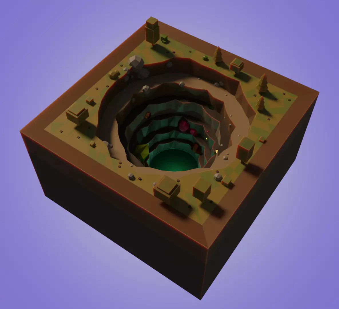The mysterious deep cave ready to game low-poly Low-poly 3D model_0