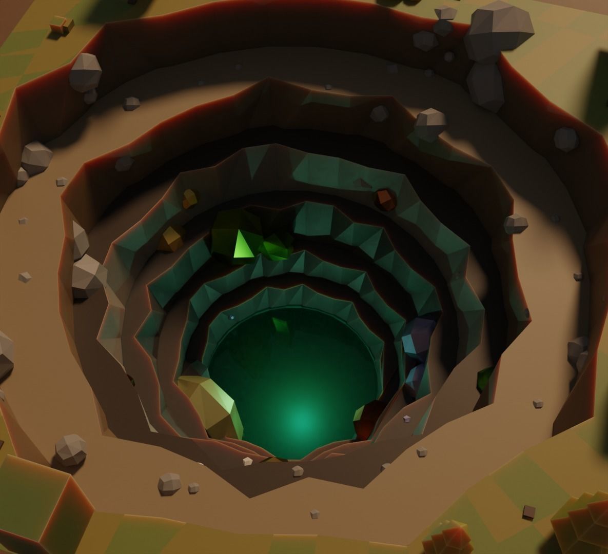 The mysterious deep cave ready to game low-poly Low-poly 3D model_5