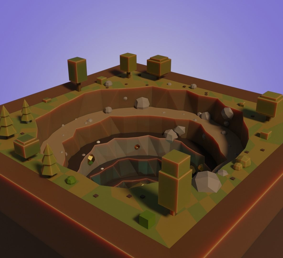 The mysterious deep cave ready to game low-poly Low-poly 3D model_3