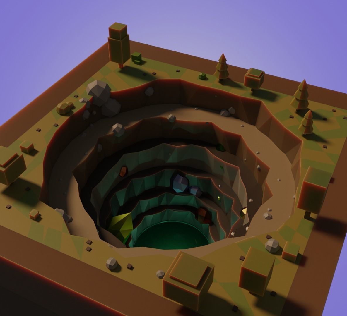 The mysterious deep cave ready to game low-poly Low-poly 3D model_2