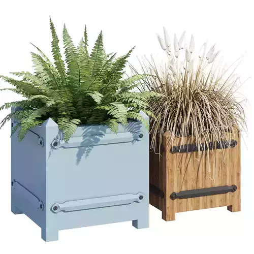 Wadham two wooden planters