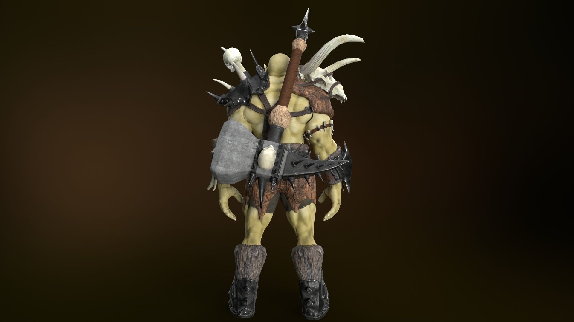 Character Orc Hammer Low-poly 3D model_12