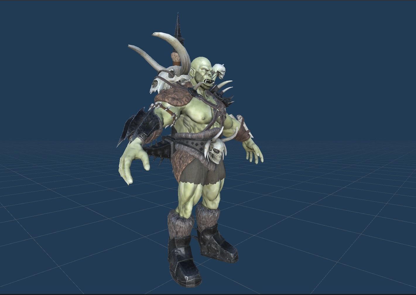 Character Orc Hammer Low-poly 3D model_30