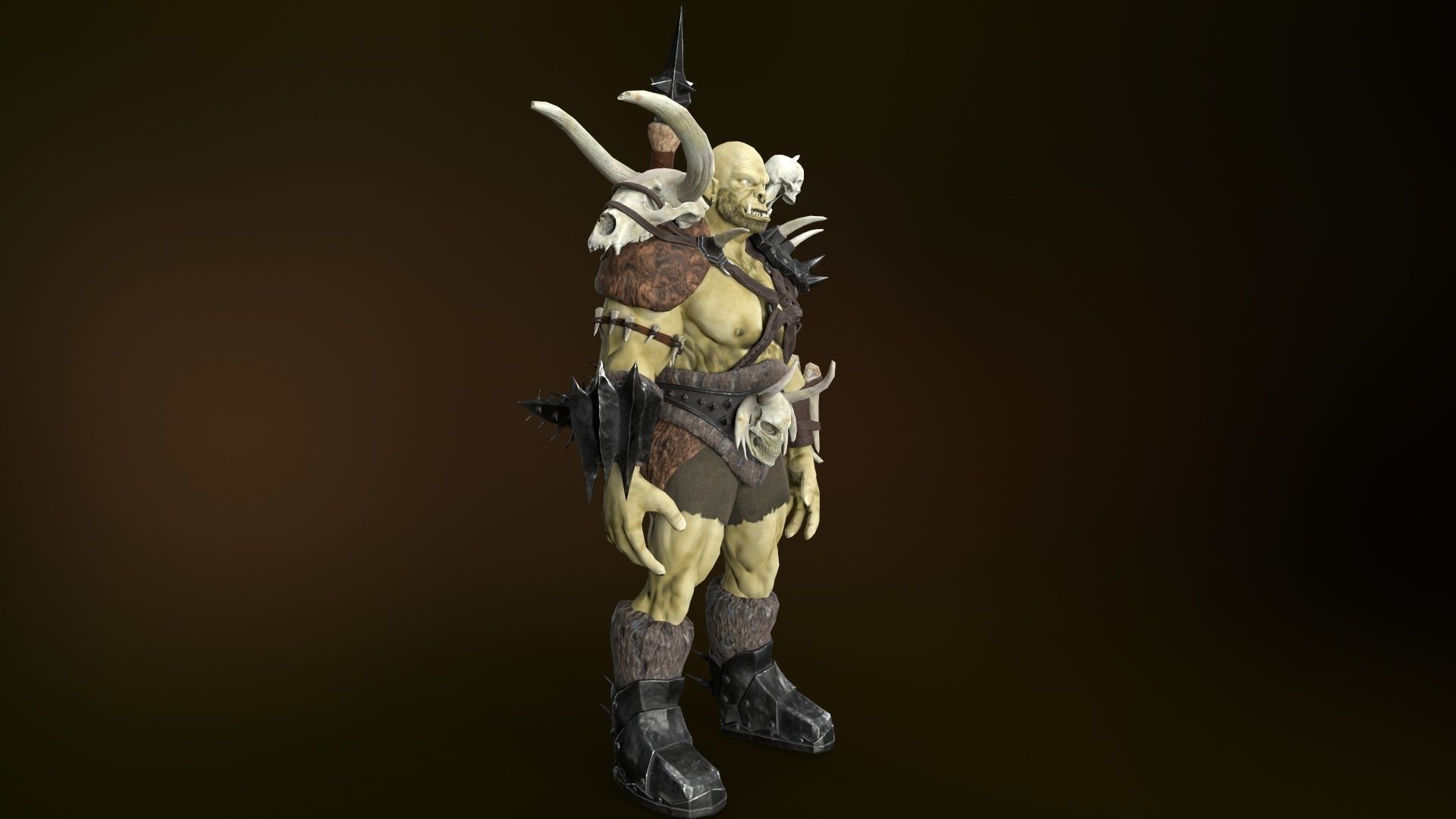 Character Orc Hammer Low-poly 3D model_11