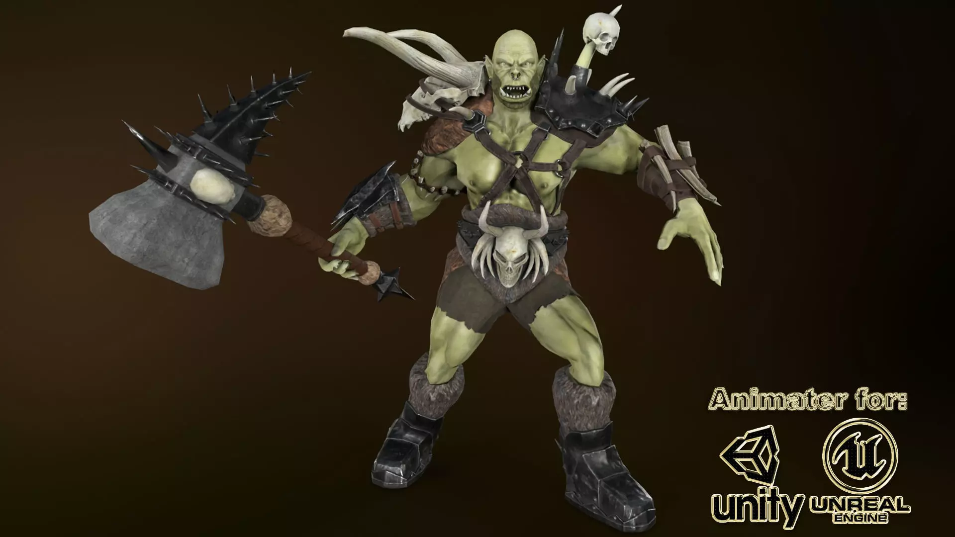 Character Orc Hammer Low-poly 3D model_0