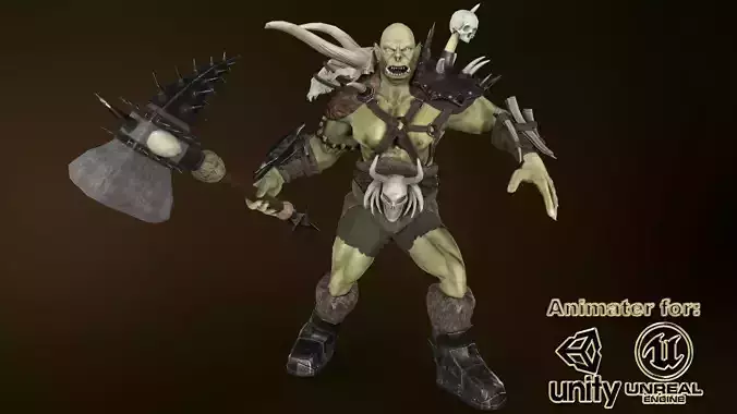 Character Orc Hammer Low-poly 3D model Character Orc Hammer Low-poly 3D model