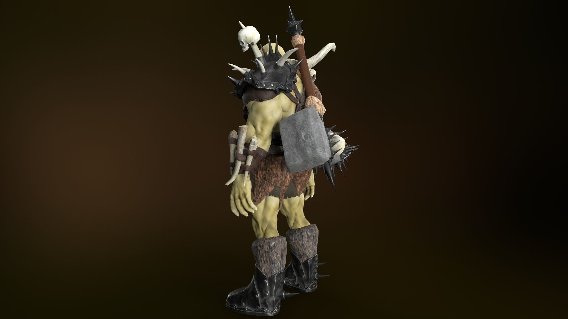 Character Orc Hammer Low-poly 3D model_13