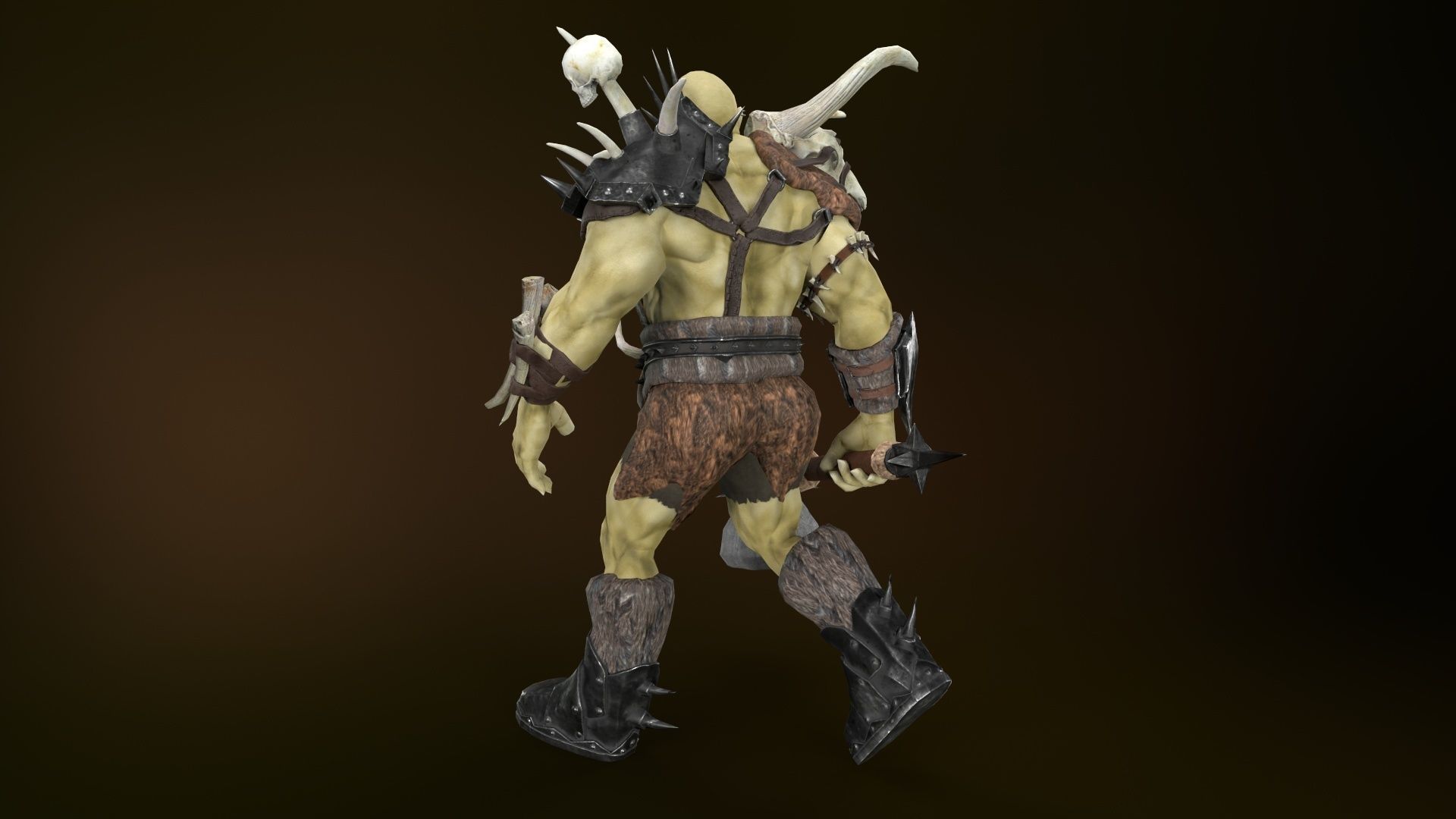 Character Orc Hammer Low-poly 3D model_15