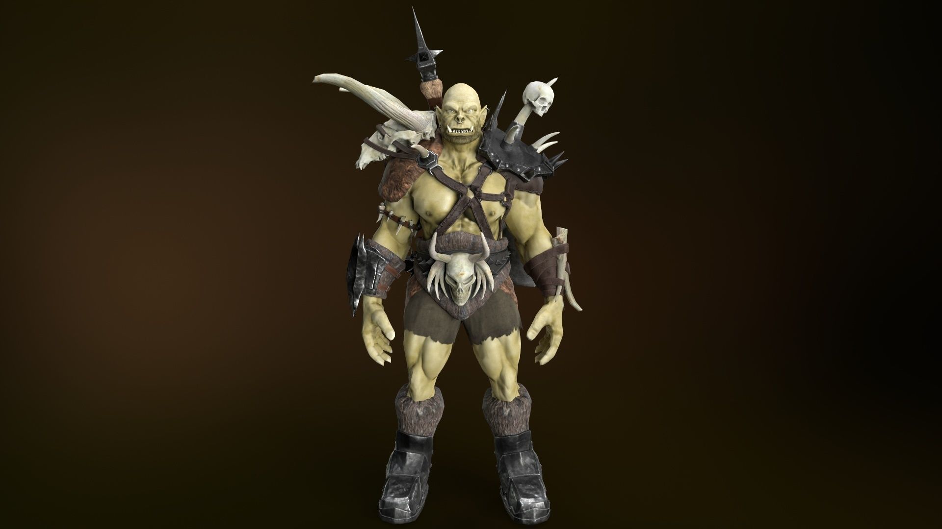 Character Orc Hammer Low-poly 3D model_10