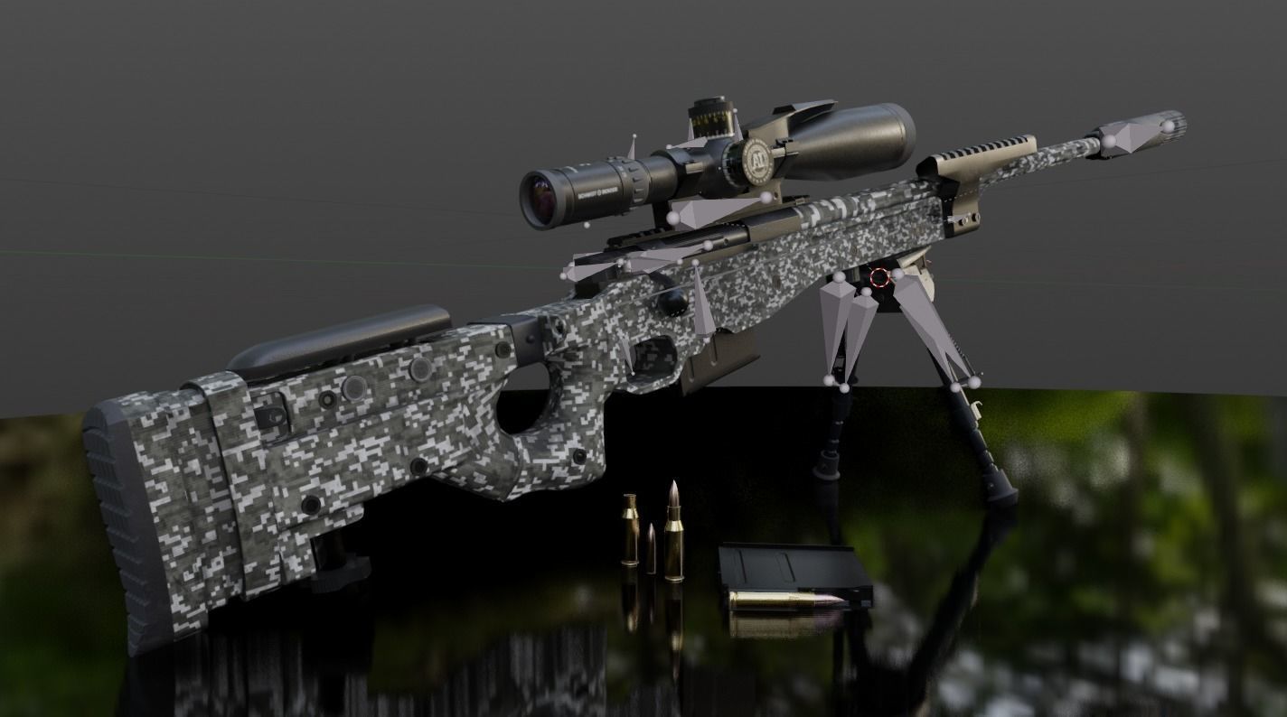 AWM Sniper Rifle game-ready 3D model Low-poly 3D model_15