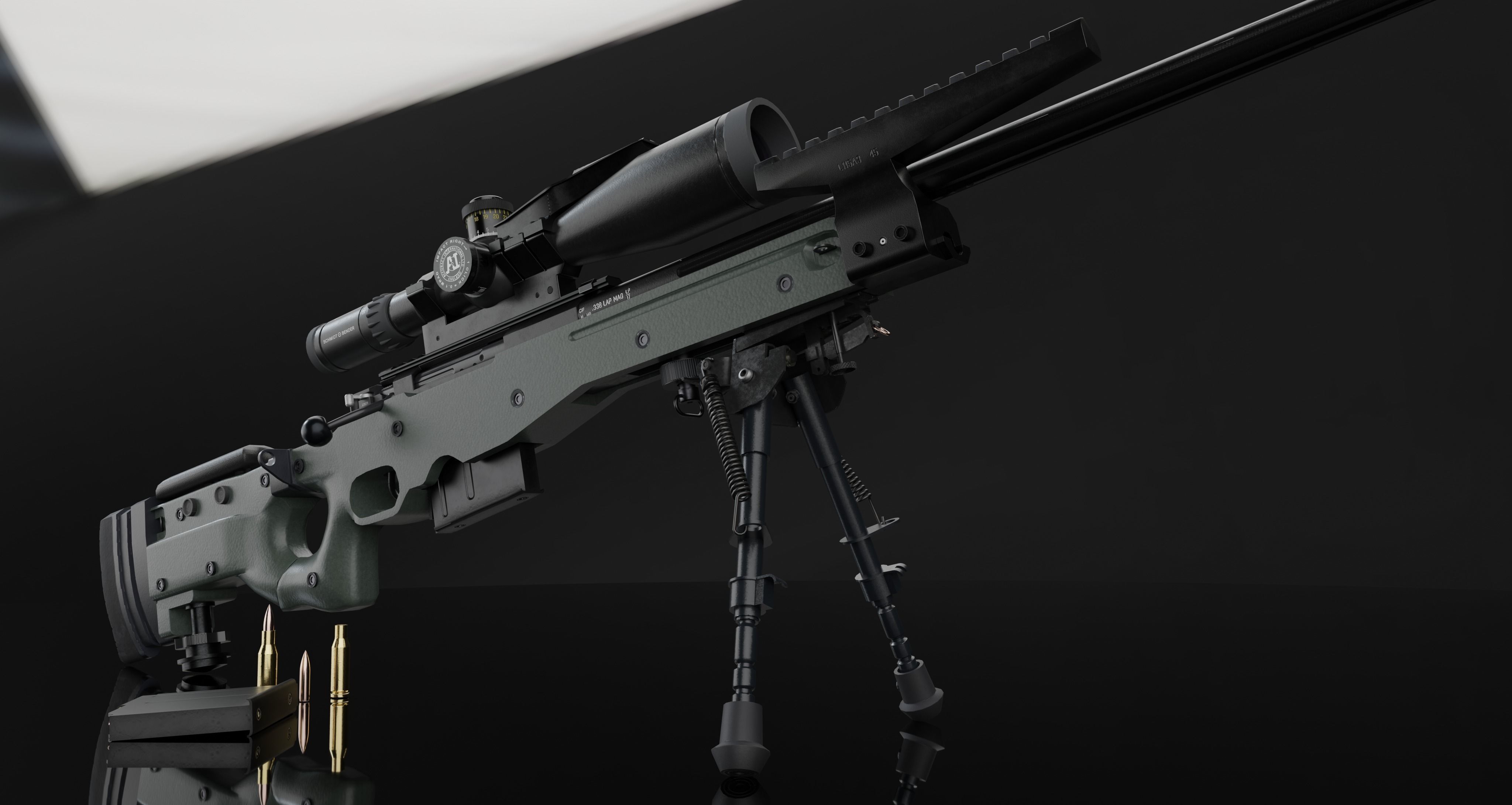 AWM Sniper Rifle game-ready 3D model Low-poly 3D model_5