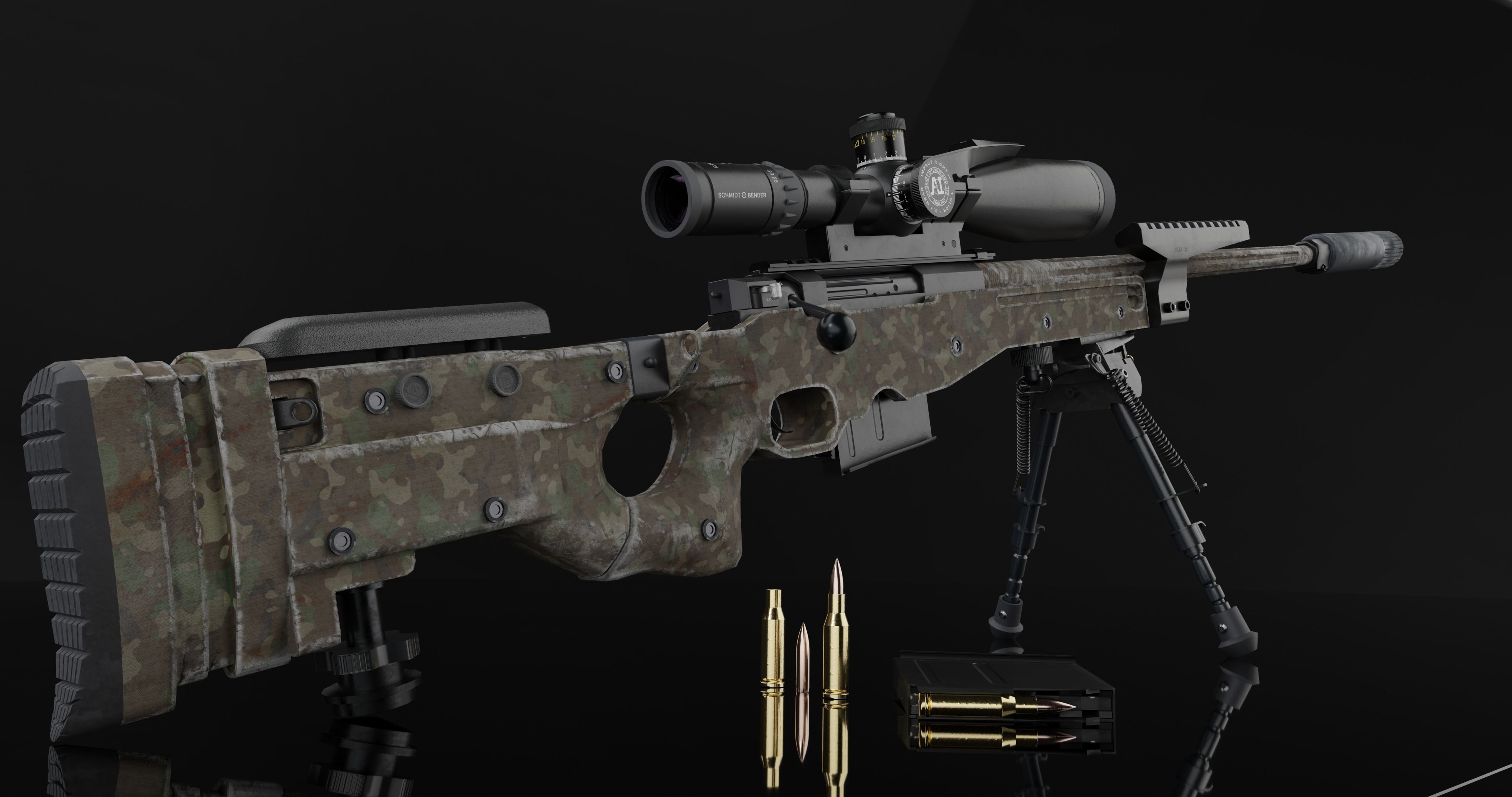 AWM Sniper Rifle game-ready 3D model Low-poly 3D model_14