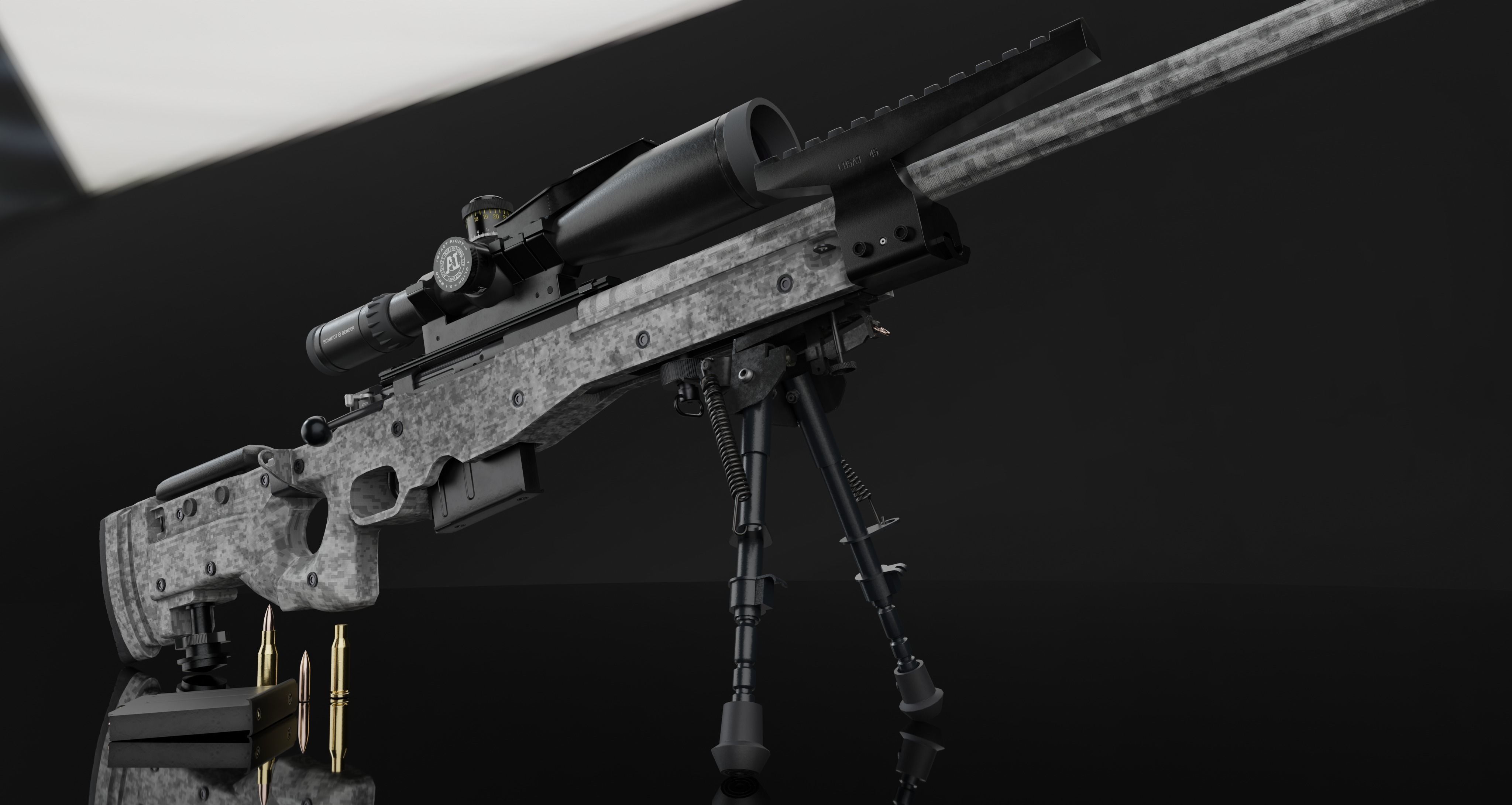 AWM Sniper Rifle game-ready 3D model Low-poly 3D model_7