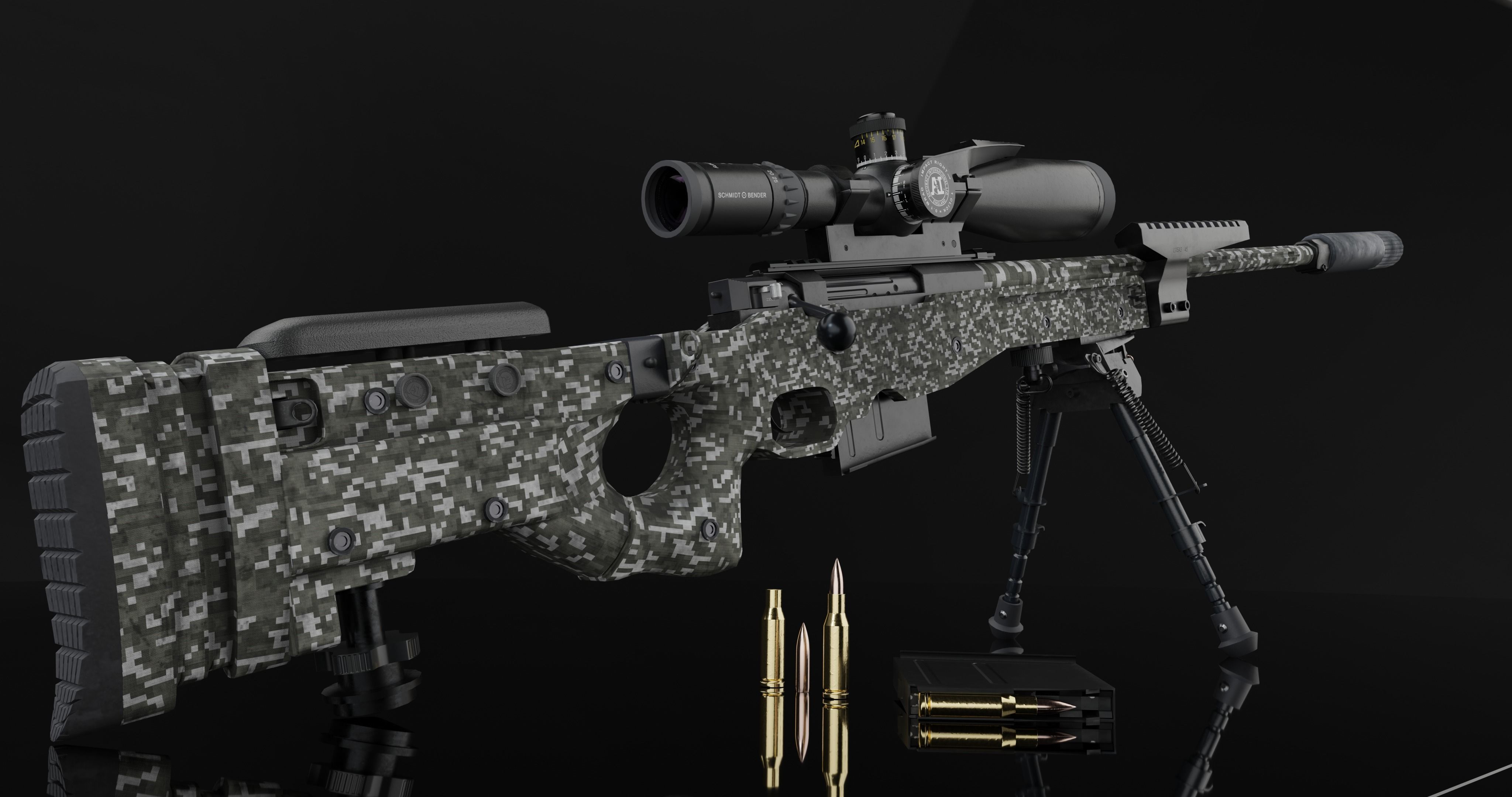 AWM Sniper Rifle game-ready 3D model Low-poly 3D model_13