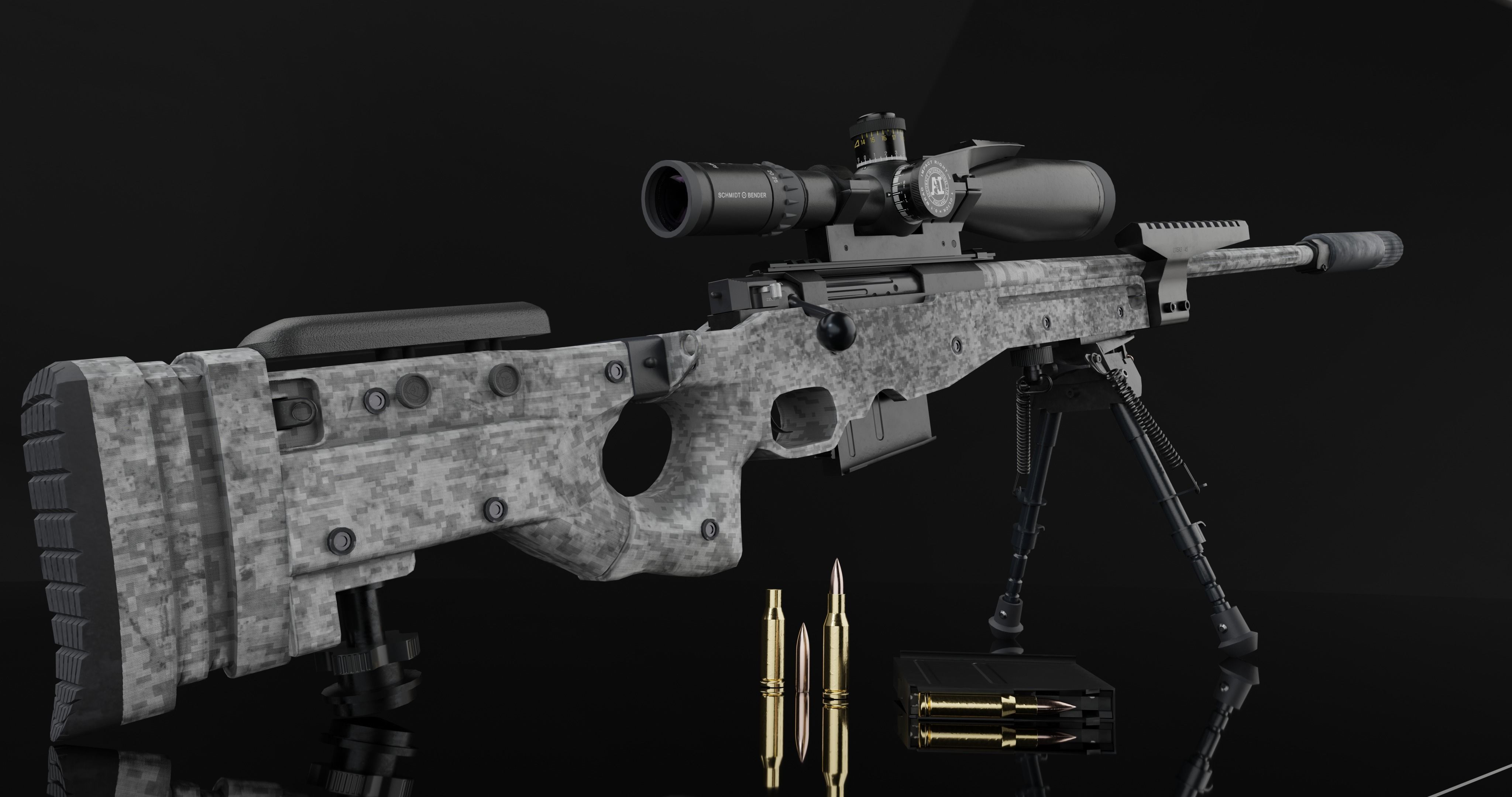 AWM Sniper Rifle game-ready 3D model Low-poly 3D model_10