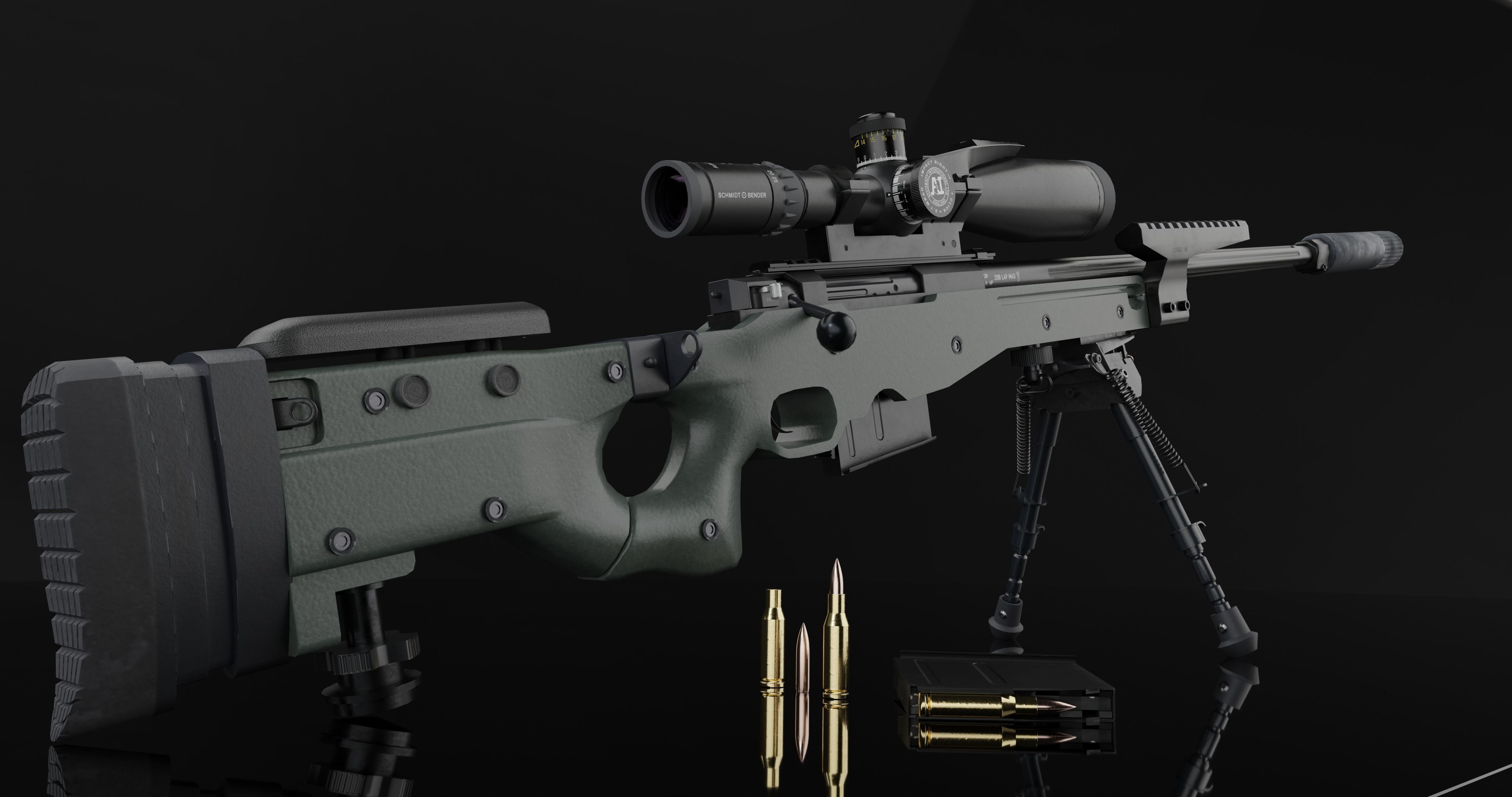 AWM Sniper Rifle game-ready 3D model Low-poly 3D model_3