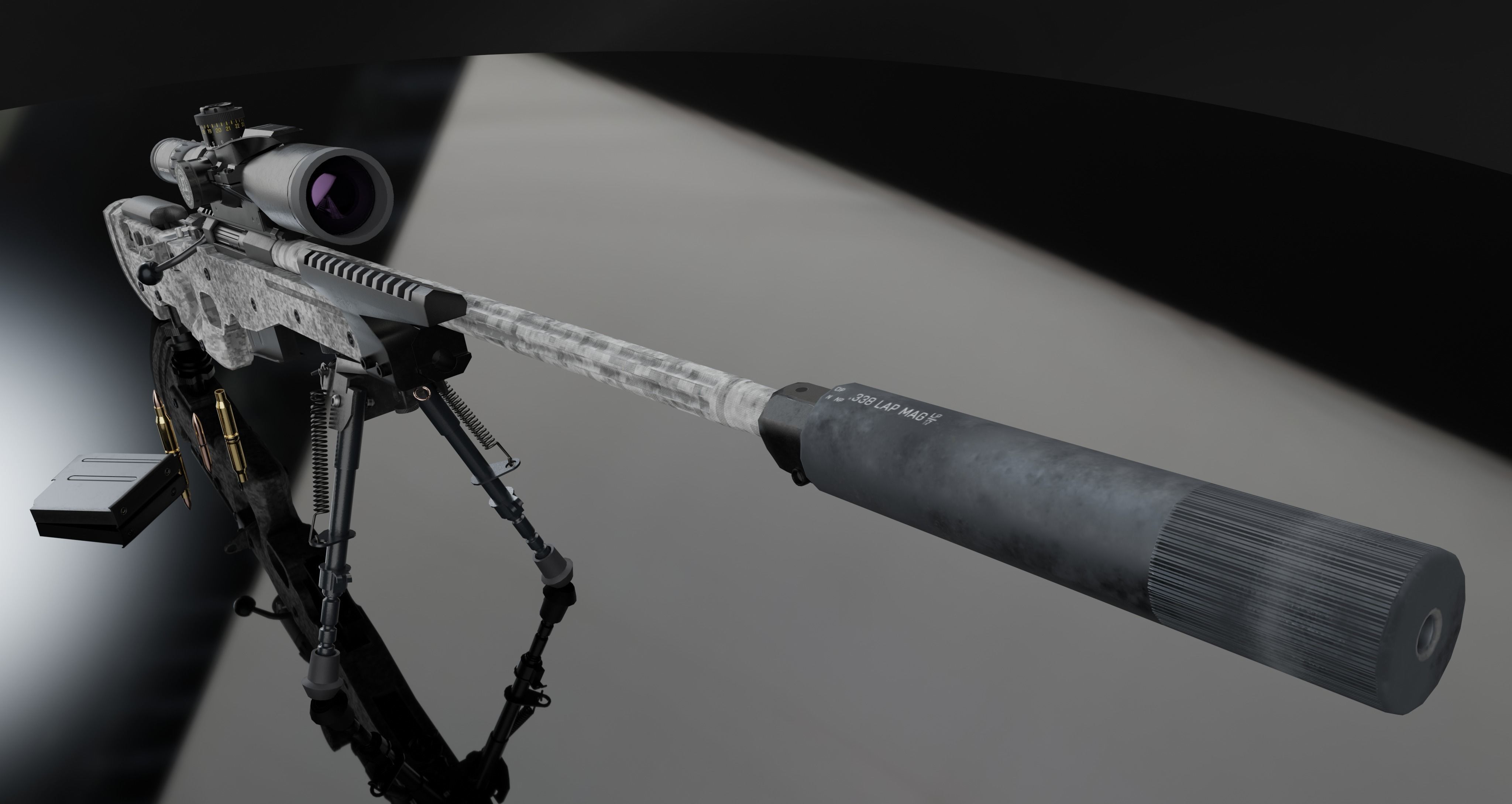 AWM Sniper Rifle game-ready 3D model Low-poly 3D model_8