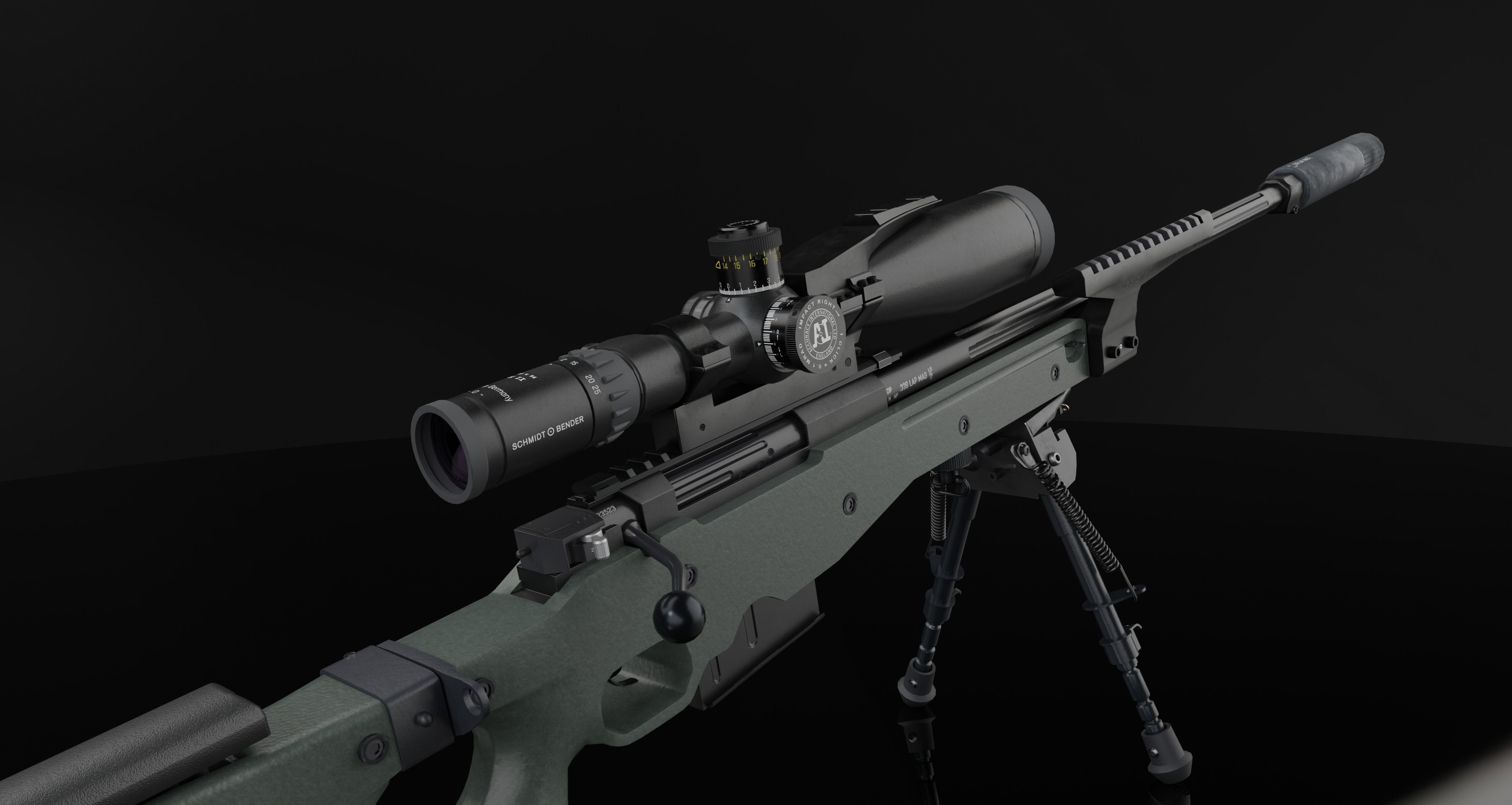 AWM Sniper Rifle game-ready 3D model Low-poly 3D model_6
